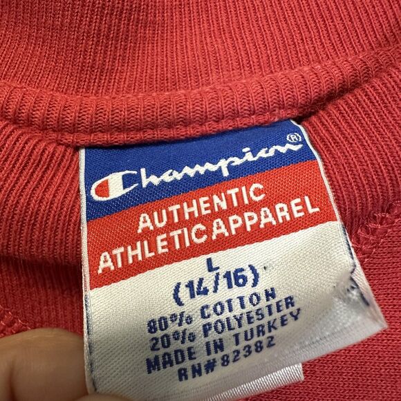 Vintage Champion‎ Athletic Sweatshirt Red Large Men Embroidered Logo Y2K Sweater - Picture 7 of 10